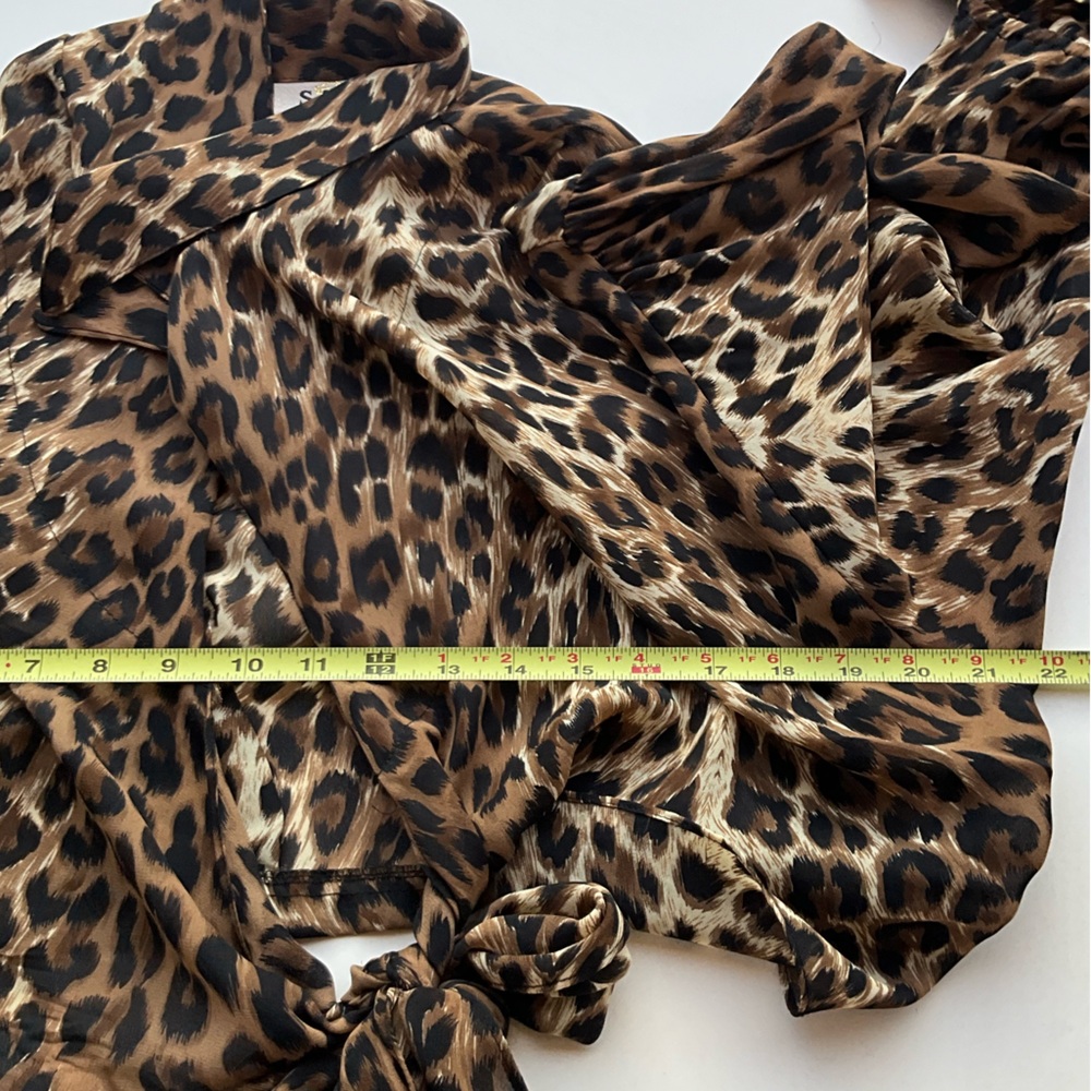 Vintage Neutral Leopard Print Long Sleeve Blouse WOmens Sz S Made in USA - Picture 13 of 16